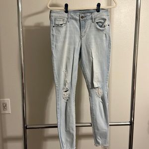 Skinny Light wash mid rise denim jean ripped pants